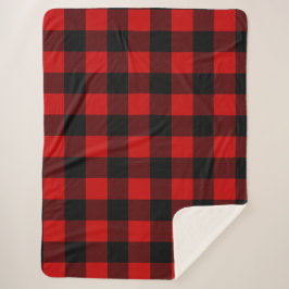 Red and Black Buffalo Plaid Sherpa Blanket