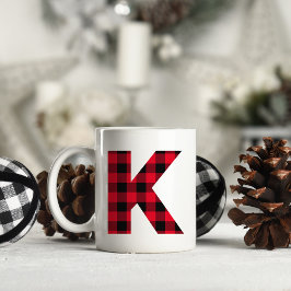 Red and Black Buffalo Play Bold Brev K Monogram Kaffemugg