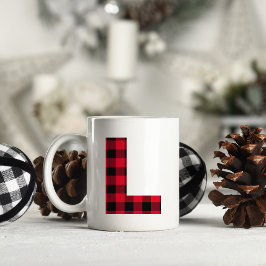 Red and Black Buffalo Play Bold Brev L Monogram Kaffemugg