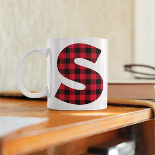 Red and Black Buffalo Play Bold Brev S Monogram Kaffemugg