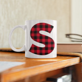 Red and Black Buffalo Play Bold Brev S Monogram Kaffemugg