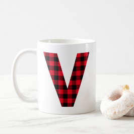 Red and Black Buffalo Play Bold Brev V Monogram Kaffemugg