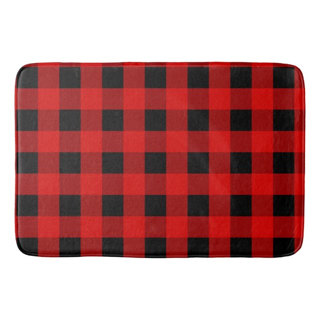 Red and Black Buffalo Play Helgdag gingham Badrumsmatta (Framsidan)