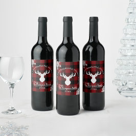 Red and Black Buffalo Play-jul Vinflaska Etikett