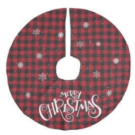 Red and Black Buffalo Play och Snöflingor Julgransmatta Fusklinne