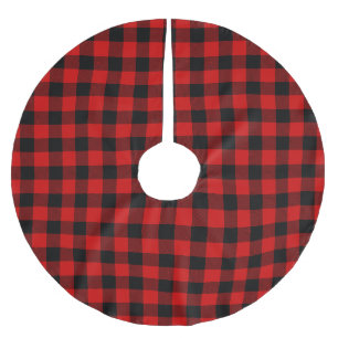 Red and Black Buffalo Play Patter Julgransmatta Borstad Polyester