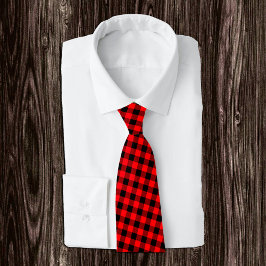Red and Black Buffalo Play Tie, Rustic mode Slips