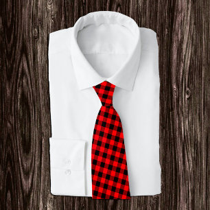 Red and Black Buffalo Play Tie, Rustic mode Slips