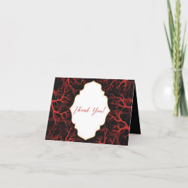 Red and Black Calligraphy Gothic Bröllop Tack Kort
