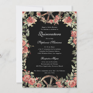 Red and Black Charro Romantic Quinceañera Inbjudningar
