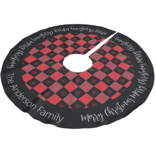 Red and Black Check Play-jul Julgransmatta Borstad Polyester