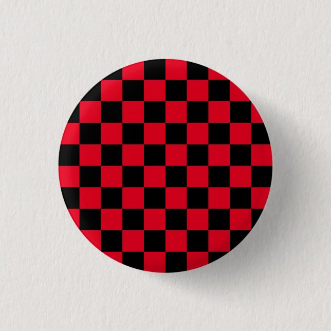Red and Black Checker Board Mönster Knapp (Framsida)