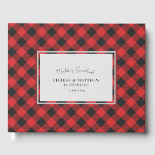 Red and Black Checkered Bröllop Guest Bok
