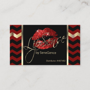 Red and Black Chevron med Red Läppar Visitkort