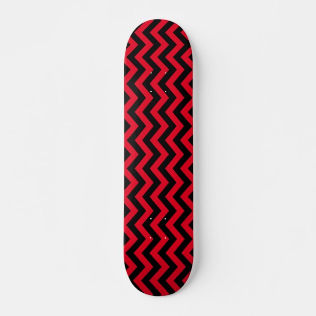 Red and Black Chevron Mönster Mini Skateboard Bräda 18,5 Cm (Framsida)