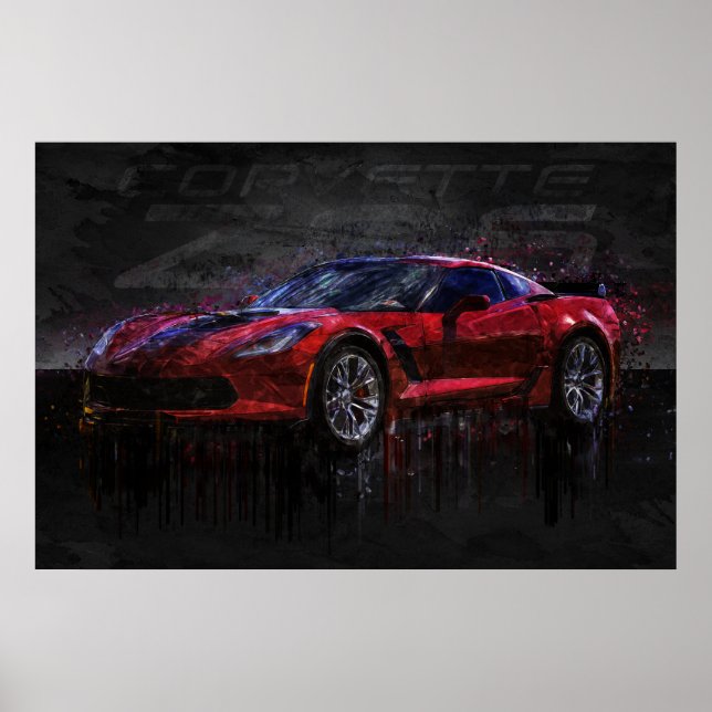 Red and Black Corvette Z06 Poster (Framsidan)