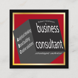 Red and Black Cube Business Consultant Geometric Fyrkantigt Visitkort