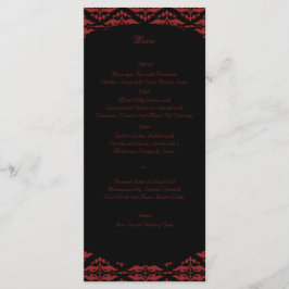 Red and Black Damask Gothic Bröllop Menu Meny