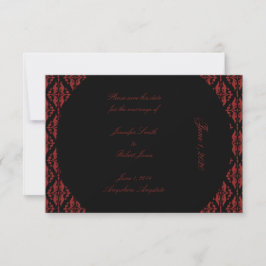 Red and Black Damask Gothic Bröllop spara datum Datumet