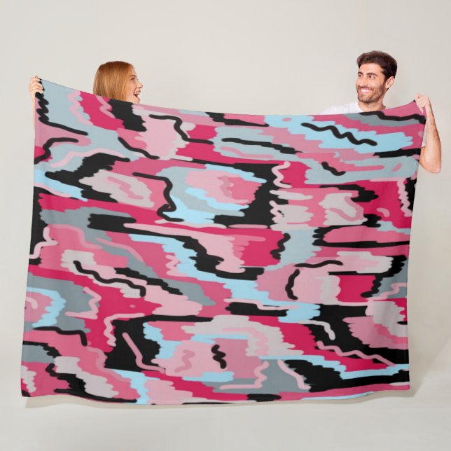 Red and Black Digital Print Fleecefilt (På plats)