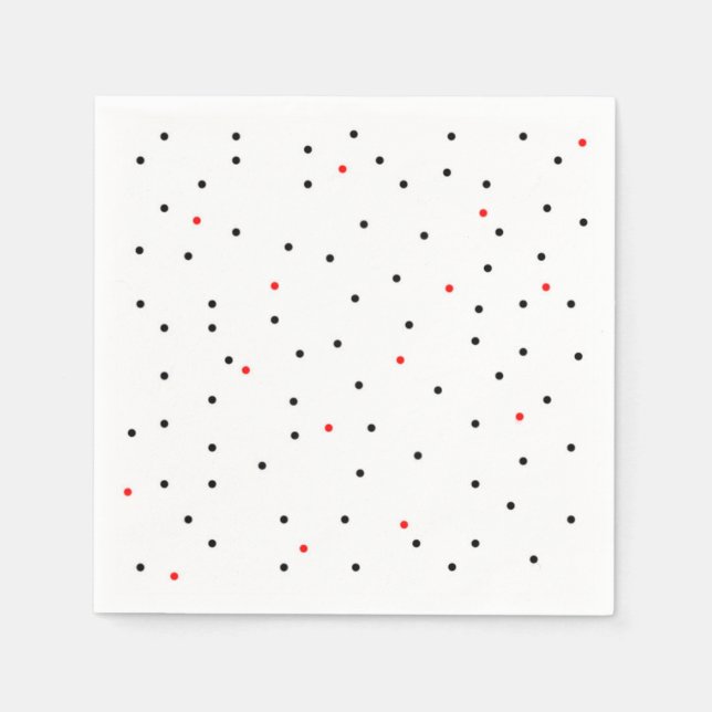 Red and Black Dots Party Napkins Pappersservett (Framsidan)