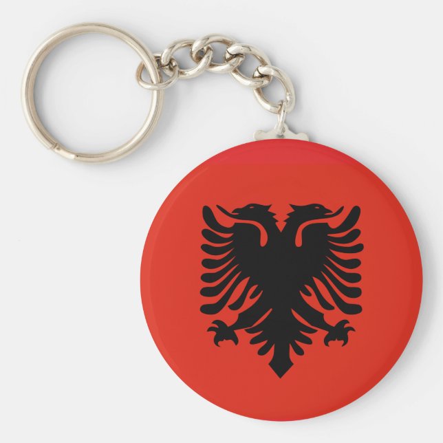 Red and Black Dubbla Headed Eagle Flagga of Albani Nyckelring (Framsidan)