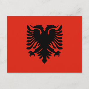 Red and Black Dubbla Headed Eagle Flagga of Albani Vykort