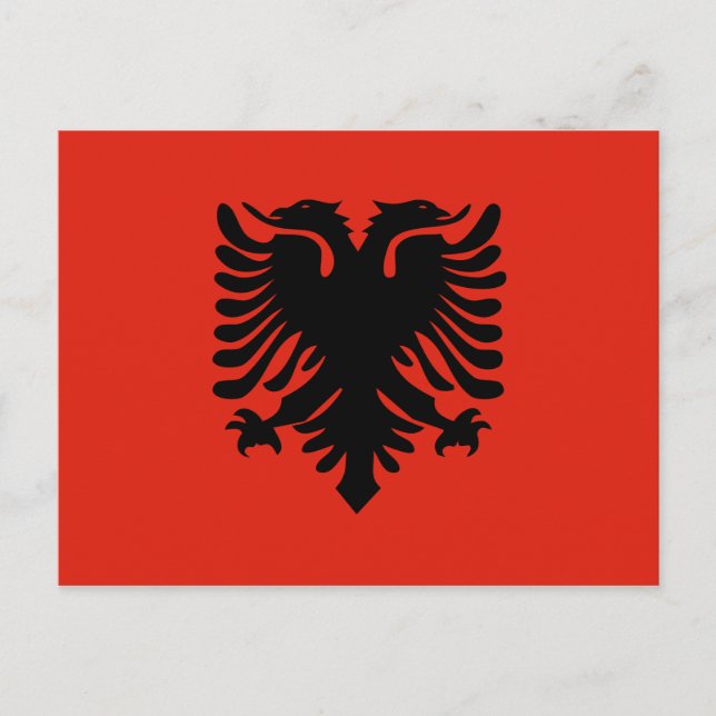 Red and Black Dubbla Headed Eagle Flagga of Albani Vykort (Framsida)