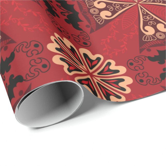 Red and black floral decorative wrapping paper  presentpapper (Skapare uppladdad)