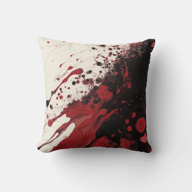 Red and Black Fluid Art Abstrakt Dekorativ kudde (Framsida)