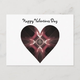 Red and Black Fractal Art Heart Valentine Helg Vykort