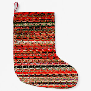 Red and Black Funky Coola Mönster Liten Julstrumpa