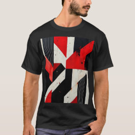 Red and Black Geometric Design  T Shirt