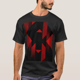 Red and Black Geometric Design T Shirt