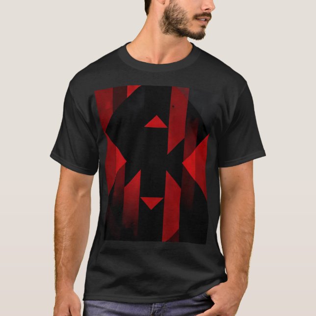 Red and Black Geometric Design T Shirt (Framsida)