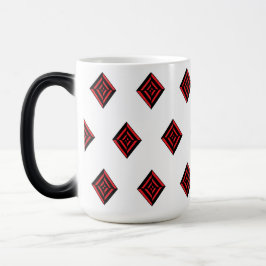Red and Black Geometric Diamond Pattern Modern Tot Magisk Mugg