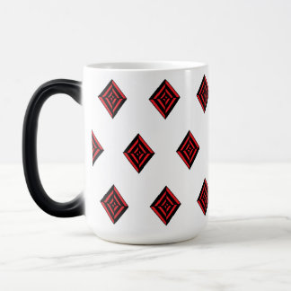 Red and Black Geometric Diamond Pattern Modern Tot Magisk Mugg