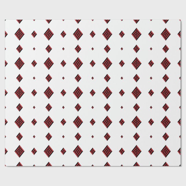 Red and Black Geometric Diamond Pattern Modern Tot Presentpapper (Platt)