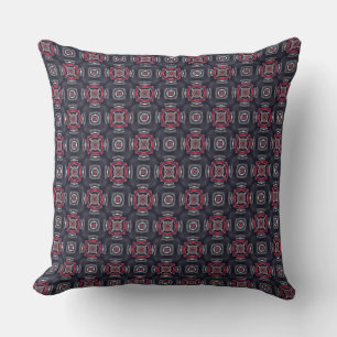 Red and Black Geometric Mönster Kudde