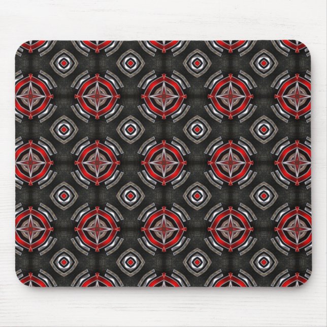 Red and Black Geometric Mönster Musmatta (Framsidan)