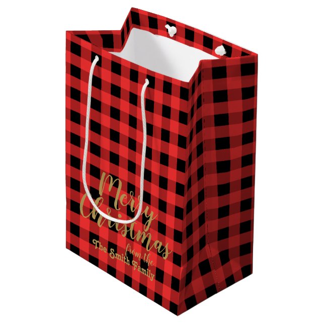 Red and Black Gingham God jul (Framsidan Vinklad)