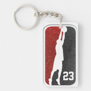 Red and Black Glitter Basketball Jersey Number