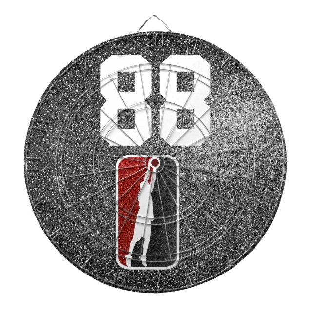 Red and Black Glitter Basketball Team Jersey Darttavla (Framsidan)