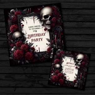 Red and Black Gothic Birthday Inbjudningar