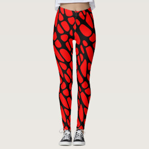 Red and Black Gothic Organic Webben Mönster Leggings