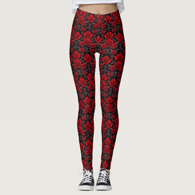 Red and Black Gothic Ro Leggings (Framsida)