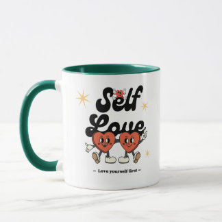 Red and Black Groovy Retro Cute Self Kärlek Mugg