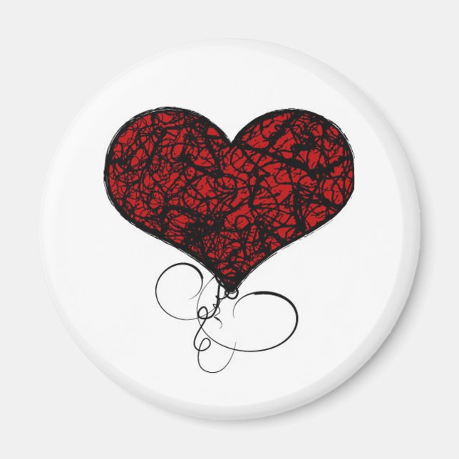 Red and Black Grunge Heart Magnet (Framsidan)