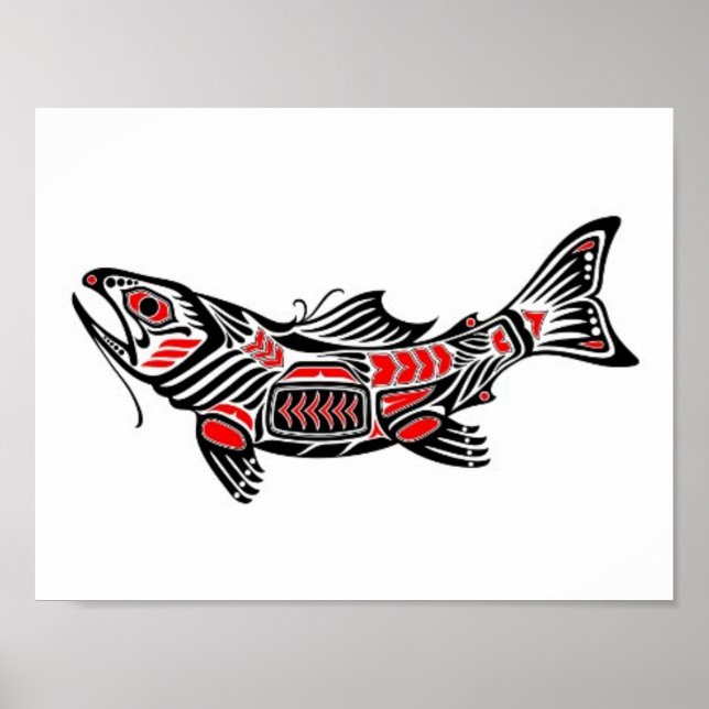 Red and Black Haida Spirit Fish Poster (Framsidan)
