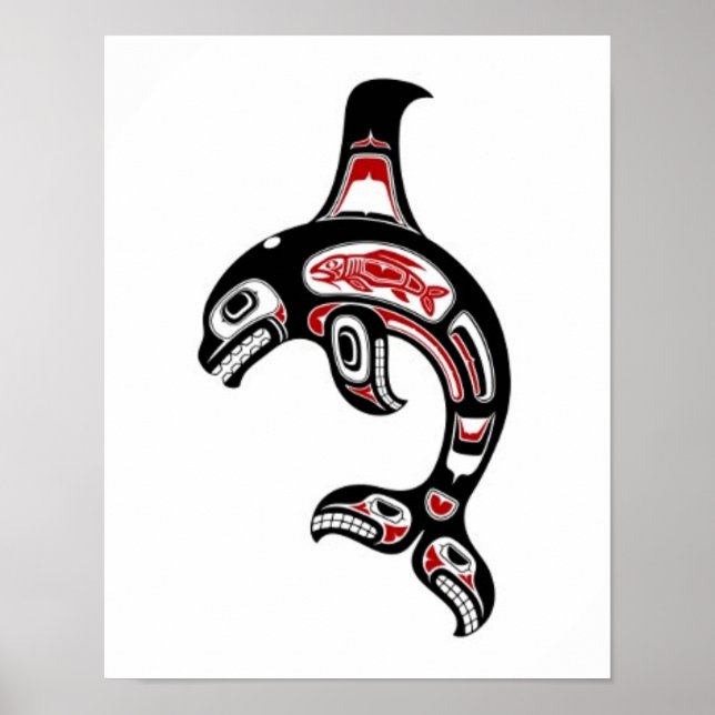 Red and Black Haida Spirit Killer Whale Poster (Framsidan)